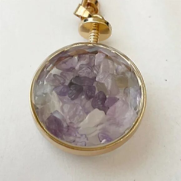 Set of 2 Keychains Amethyst Chips & Lavender Dried Flowers - Picture 5 of 12